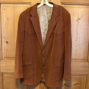 Vintage 70s Levi’s Western Wear Blazer Jacket Brown Suede Look Men’s 48L Yoked
